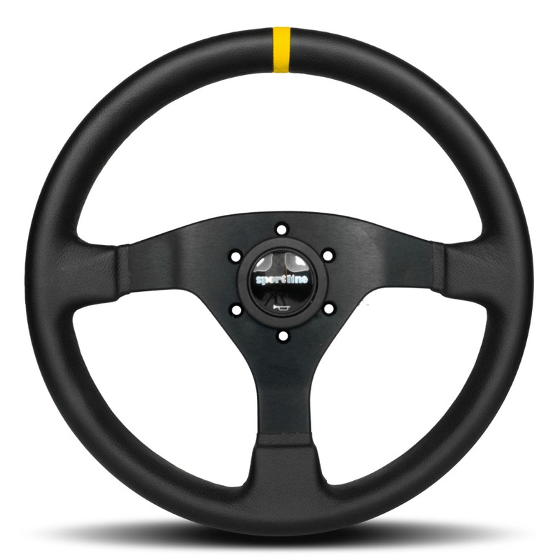 Sport Line Racing Sportivo 32T Steering Wheel - Black Leather Black Spokes 320mm