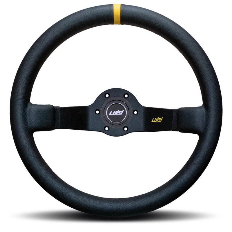 Luisi Jet Corsa Two Spoke Steering Wheel - Black Leather Black Spokes 350mm