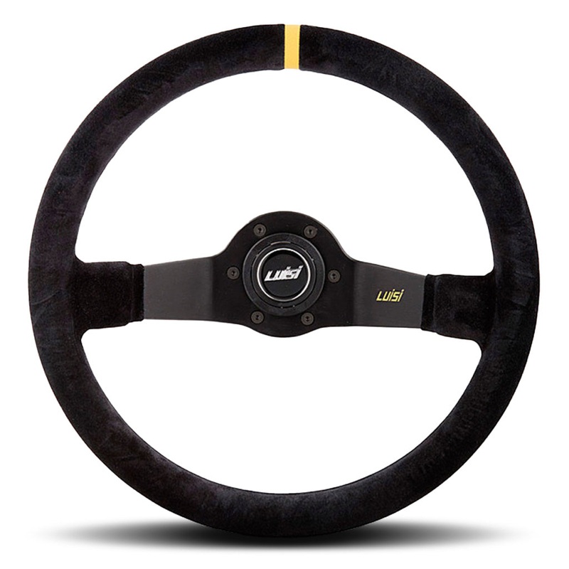 Luisi Jet Corsa Two Spoke Steering Wheel - Black Shammy Leather Black Spokes 350mm