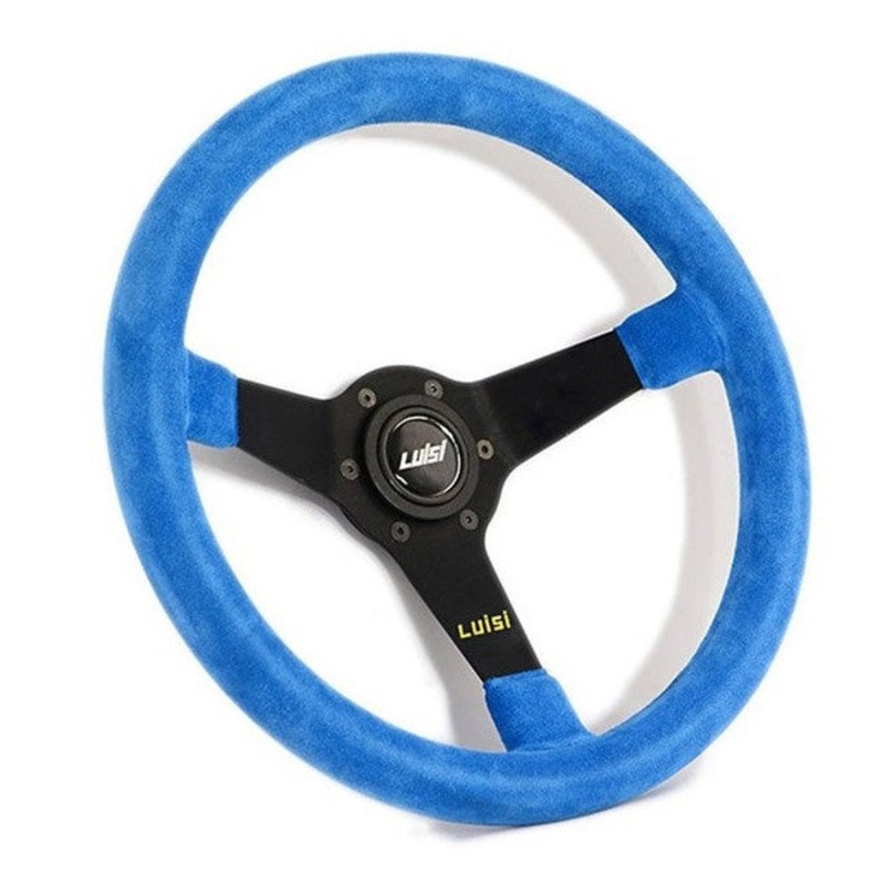 Luisi Mirage Steering Wheel - Blue Shammy Leather Black Spokes 350mm