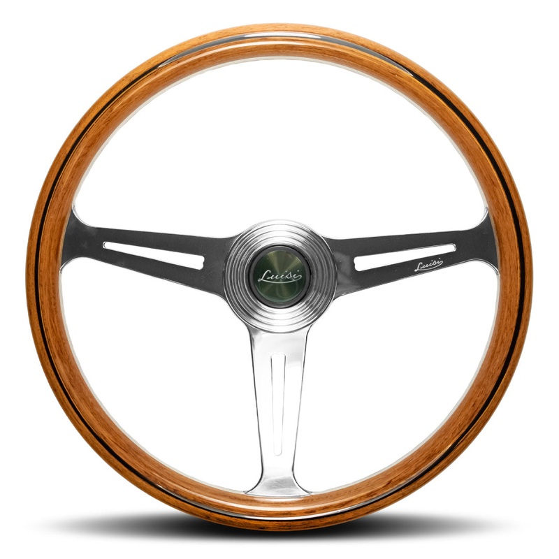 Luisi Montecarlo 390 Steering Wheel - Mahogany Wood Polished Spokes 390mm