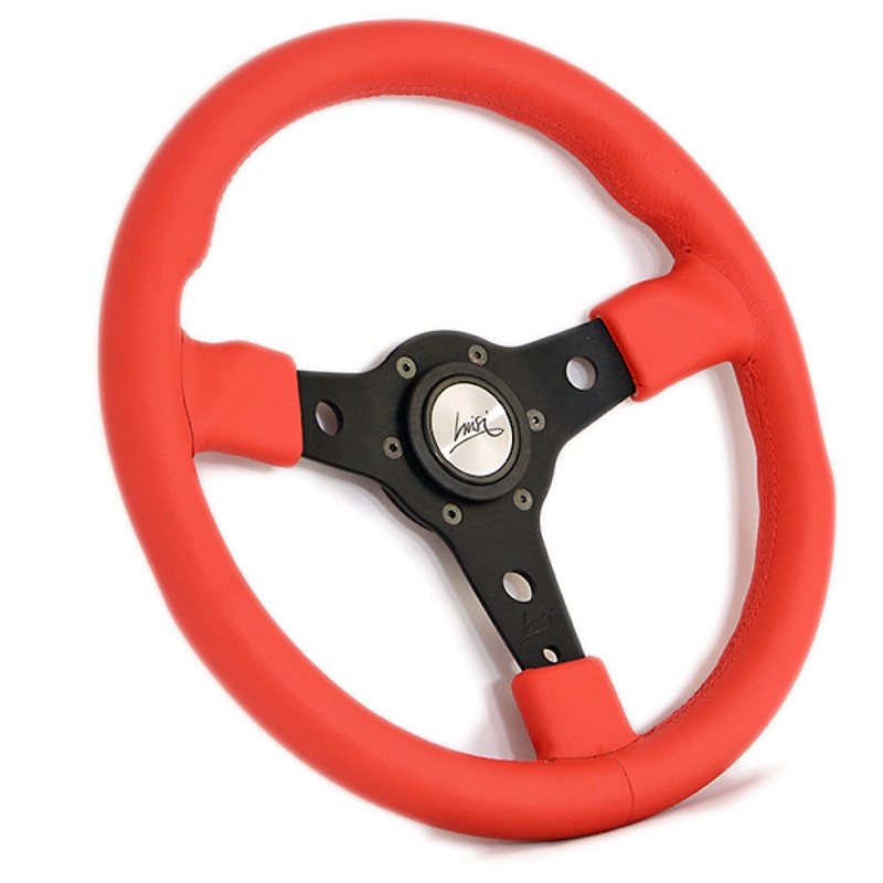 Luisi Racing Steering Wheel - Red Leather Black Spokes 350mm