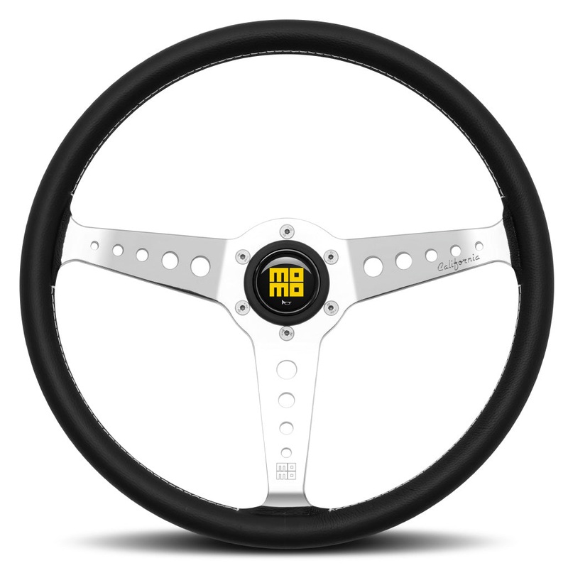 MOMO California Steering Wheel - Black Leather Polished Spokes 360mm