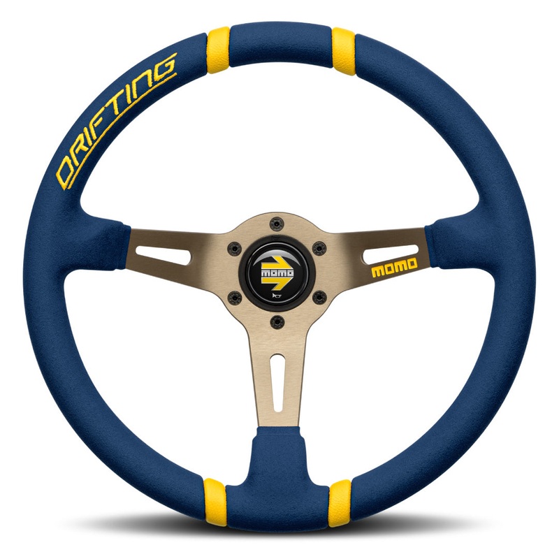 MOMO Drifting Microfibre Steering Wheel - Blue Alcantara (Microfibre) Anthracite Spokes 350mm