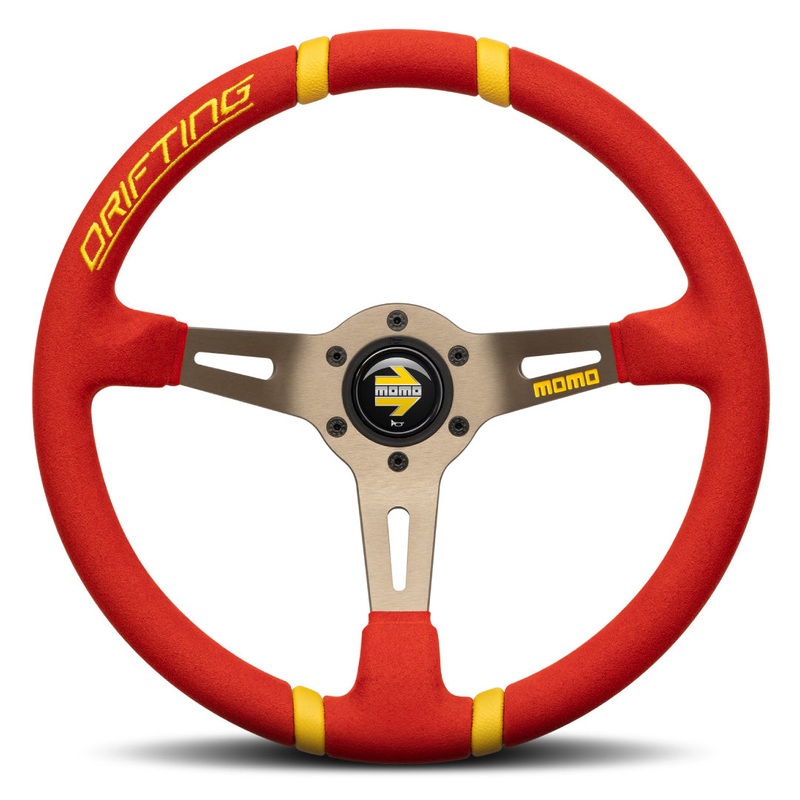 MOMO Drifting Microfibre Steering Wheel - Red Alcantara (Microfibre) Anthracite Spokes 350mm