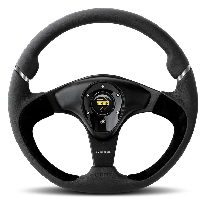 MOMO Nero Steering Wheel - Black Leather Black Spokes 350mm