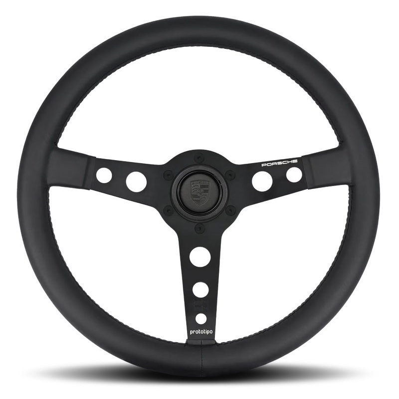 MOMO Porsche Prototipo Classic Performance Steering Wheel - Black Leather Black Spokes 350mm - PCG901347AA
