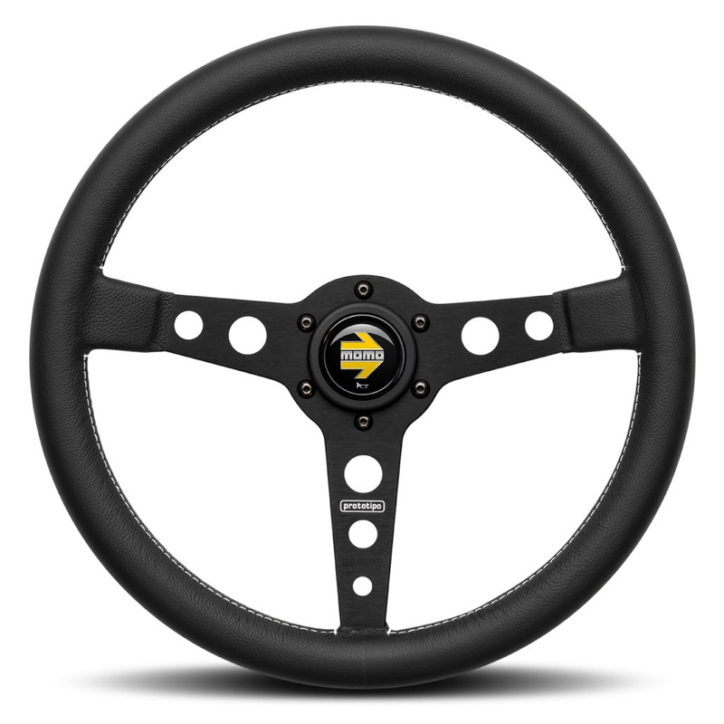 MOMO Prototipo Steering Wheel - Black Leather Black Spokes 350mm