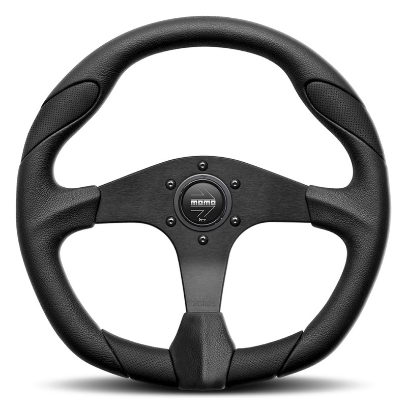 MOMO Quark Steering Wheel - Black Polyurethane Black Spokes 350mm
