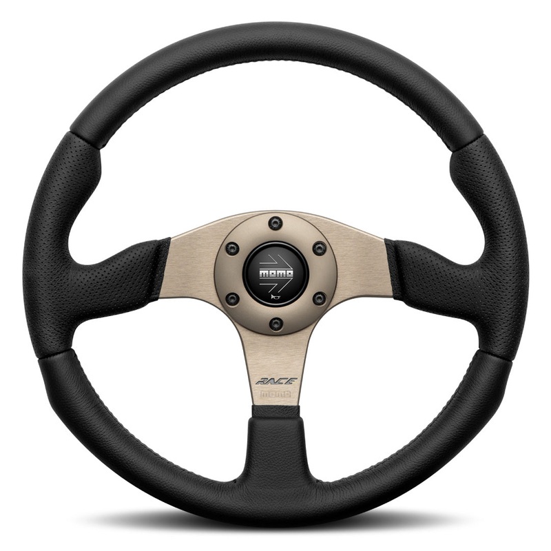 MOMO Race 2.0 Steering Wheel - Black Leather Anthracite Spokes 350mm