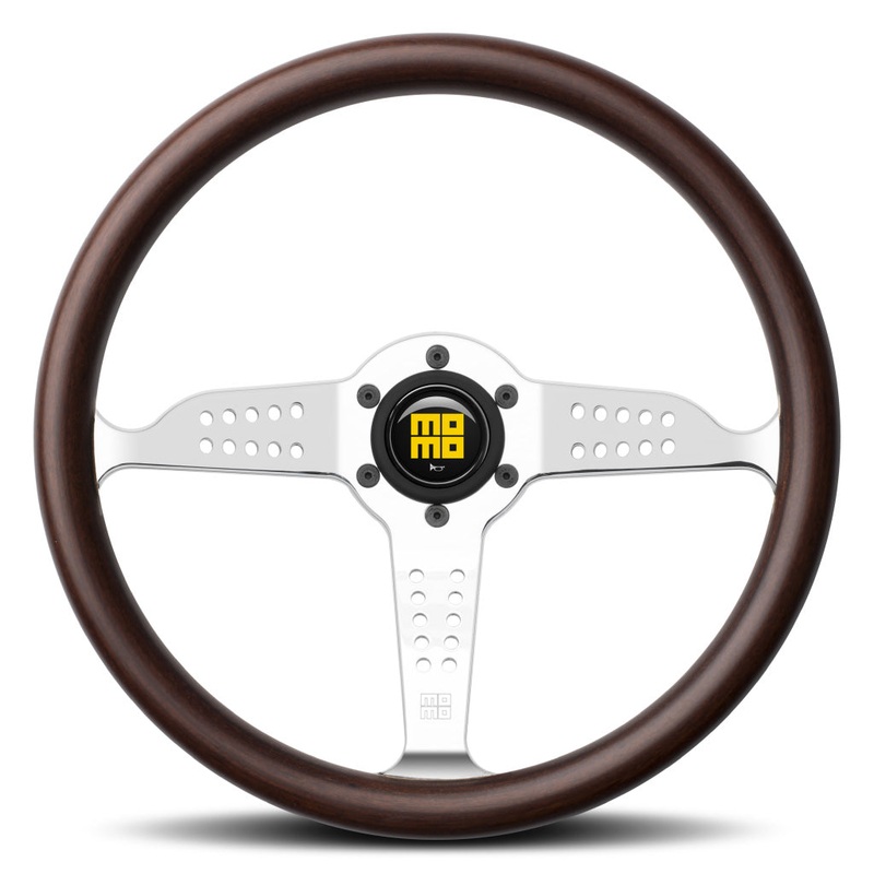 MOMO Super Grand Prix Steering Wheel - Mahogany Wood Polished Spokes 350mm