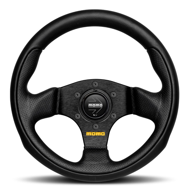 MOMO Team Steering Wheel - Black Leather Black Spokes 280mm