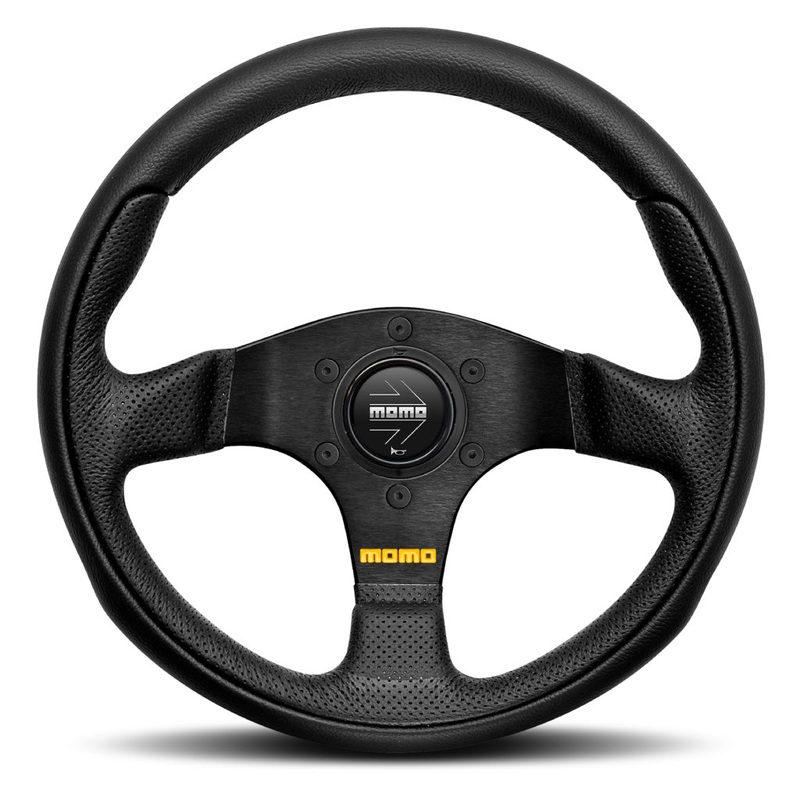 MOMO Team Steering Wheel - Black Leather Black Spokes 300mm