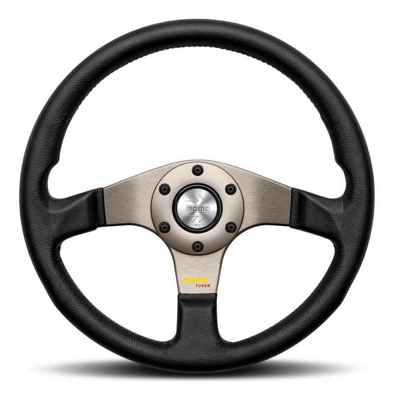MOMO Tuner Steering Wheel - Black Leather Anthracite Spokes 320mm