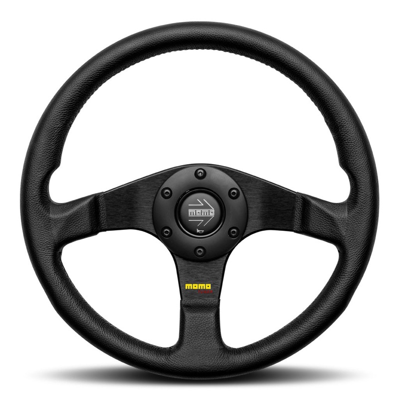 MOMO Tuner Steering Wheel - Black Leather Black Spokes 320mm - NEW Logo 2024