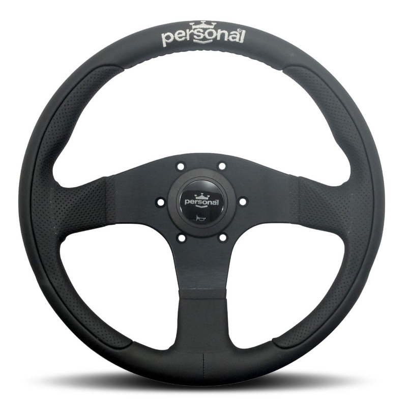 Personal Pole Position Steering Wheel - Black Leather Black Spokes 330mm