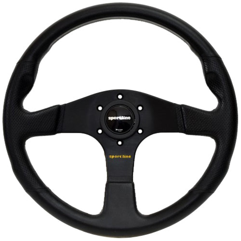 Sport Line Imola Steering Wheel - Black Polyurethane Black Spokes 350mm