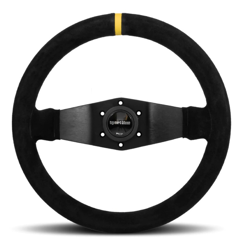 Sport Line Racing 2 Rally Two Spoke Deep Dish Steering Wheel - Black Suede Black Spokes 330mm