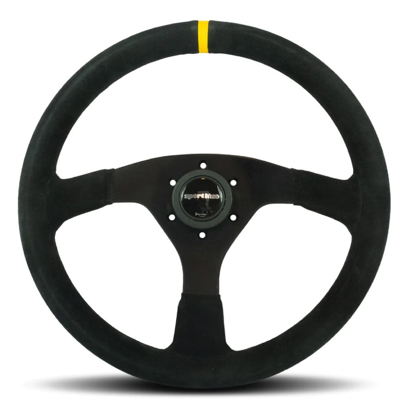 Sport Line Sprint Steering Wheel - Black Suede Black Spokes 350mm