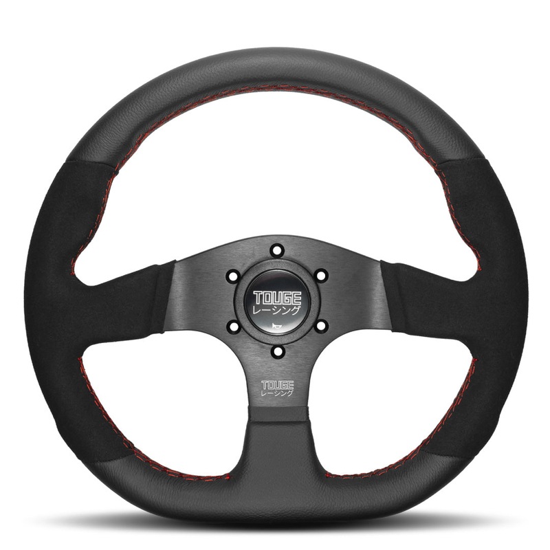 Touge Racing Katana Steering Wheel - Black Leather/Alcantara Black Spokes 330mm